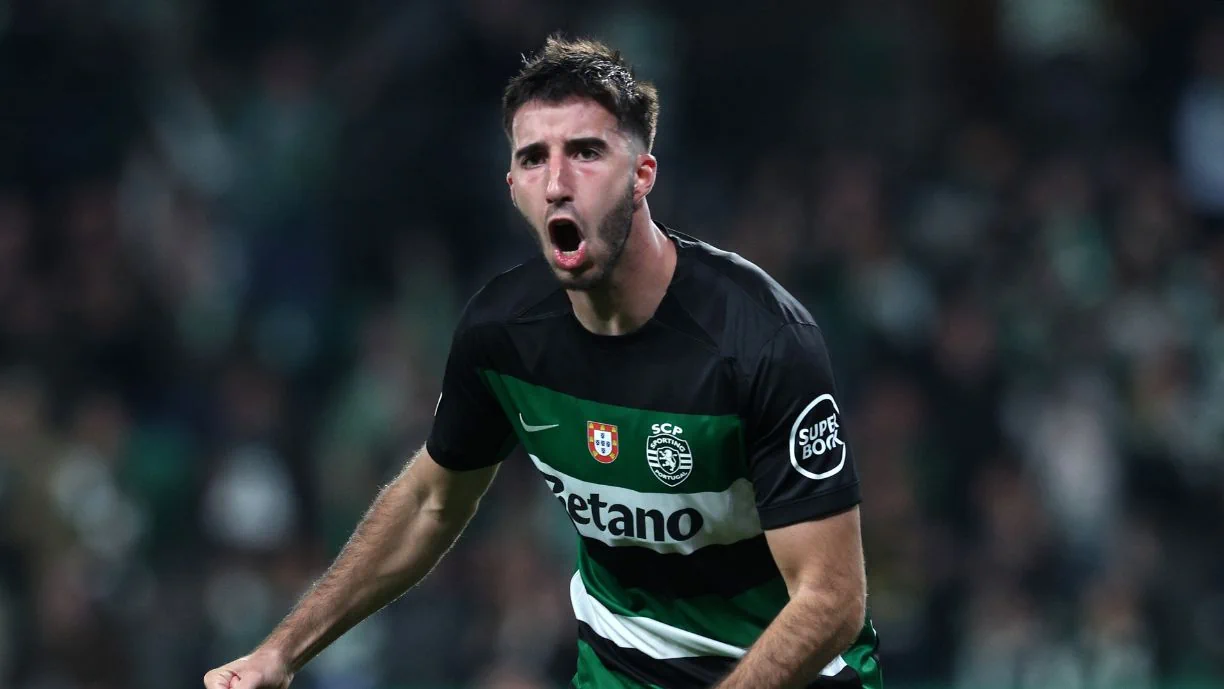 Gonçalo Inácio, central do Sporting, reduziu desvantagem diante do Arsenal