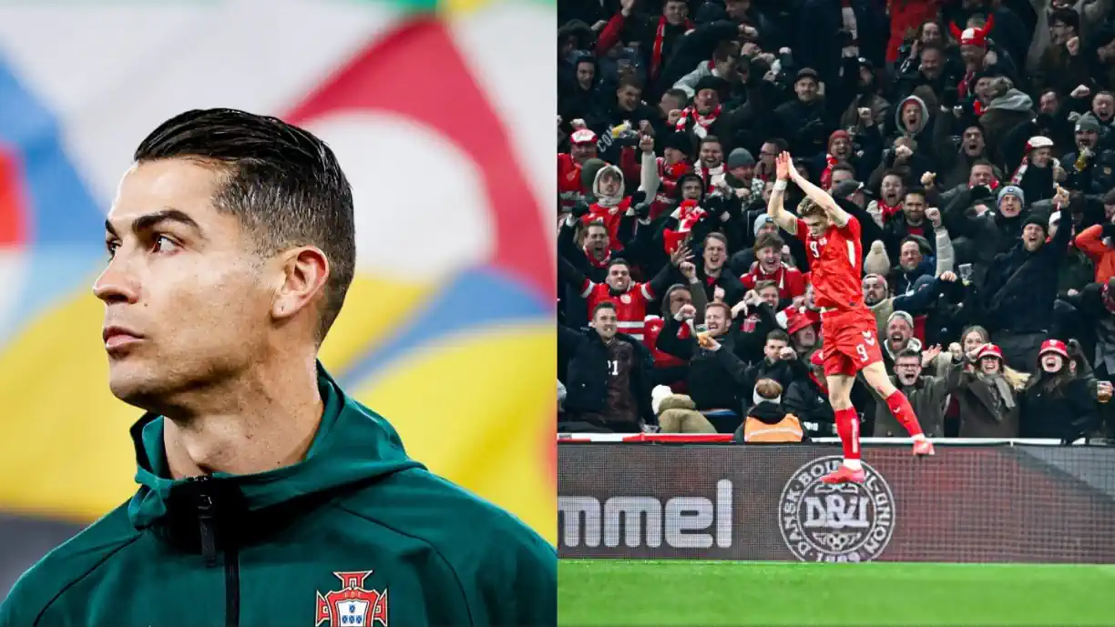 Hojlund marcou no Dinamarca - Portugal e imitou festejo de Cristiano Ronaldo, no final da partida a sua relação com o internacional português