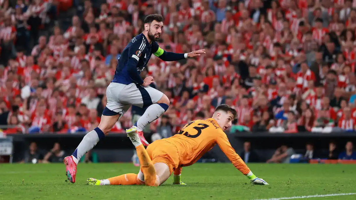 Bruno Fernandes, ex jogador do Sporting, foi determinante na primeira mão da meia-final da Liga Europa, após triunfo do Man United no reduto do Athletic Bilbao
