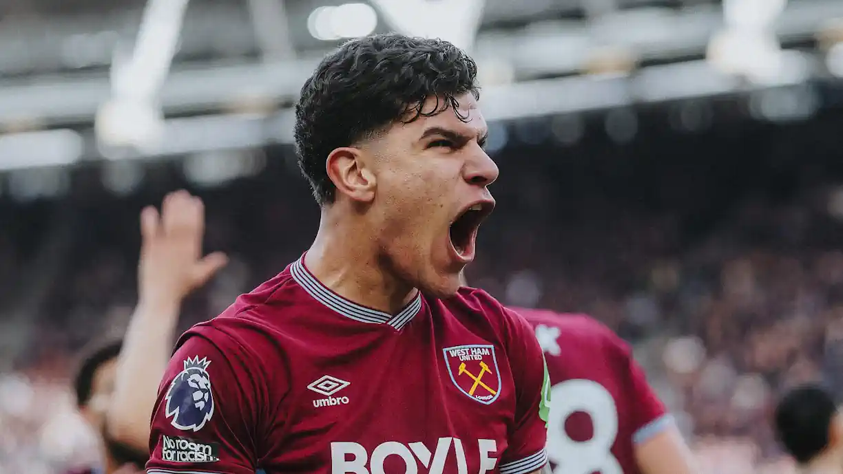 Mateus Fernandes marcou um golaço na vitória da equipa de Nuno Espírito Santo sobre o Sunderland. Fotografia de West Ham